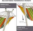LazyDaze Hammocks Double Hammock with Stand - 2 Person Heavy Duty Outdoor Hammock for Adults, Includes Durable Steel Stand, Portable Carrying Bag and Pillow, Orange Green