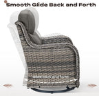 Rilyson Outdoor Patio Swivel Rocker Chairs Set of 2, Waterproof Wicker, High Back, Deep Seating, Wide Armrest, Upgraded 6 inch Thick Cushions, Ideal for Deck Porch Backyard, Mixed Grey-Grey
