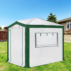 EAGLE PEAK 8x6 Portable Walk in Greenhouse with Polyester Reinforced Corners, Instant Pop Up Indoor Outdoor Gardening Green House, Roll Up Zipper Entry Doors and Mesh Windows, Green/White