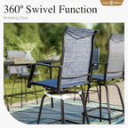 Sophia & William Patio Swivel Bar Stools Set of 4, Bar Height Patio Chairs, High Top Patio Chairs, Supports 300 lbs (Blue Fabric)