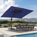 9' X 12' Cantilever Patio Umbrella 360°Rotation Rectangular Outdoor Large Offset Umbrellas Double Top Heavy Duty Windproof for Garden Deck Pool Backyard, Navy