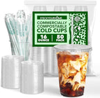 Stock Your Home 16 oz Premium Commercially Compostable Cold Cups (50 Pack), Eco Party Cup, Environmentally Friendly Disposable Sustainable for Water, Wine, Beer Sample