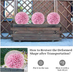 Goplus 11 Inch Topiary Balls Artificial Outdoor Set of 2, Faux Boxwood Ball, Fake Plant Sphere, Round Artificial Plant Balls for Front Door, Porch, Backyard, Balcony, Home Décor (Pink)