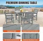 3-Piece HIPS Patio Dining Set, Outdoor Dining Table and Chairs Set with Umbrella Hole, Weatherproof Dining Table Set for 2 Person, Patio Furniture Set for Outside Deck, Grey