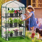 EAGLE PEAK 3-Tier Mini Greenhouse Portable Green House with Shelves & Weather-Resistant PVC Cover, Small Greenhouse for Seedlings & Gardening Gifts, 27x19x50 in, Clear