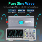 2000 Watt Inverter Pure Sine Wave with UL Listed GFCI Outlets Power Inverter 12V DC to 120V AC FCC Approved Remote with Battery Level Monitor for Off Grid Solar Setup RVs Campers