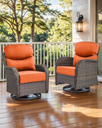 Luxury 22x24/22x25 6-Inch Smile Outdoor Cushions - 1 Set Deep Seat Water-Resistant Patio Furniture Replacement Cushion for Wicker Rattan Wood Metal Chair Glider Rocker Loveseat Sofa - Orange