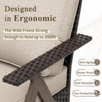 Patio Porch Furniture Chairs Set, 3 Pieces PE Rattan Wicker Chairs with Side Table, Outdoor Garden Furniture Sets for Garden Backyard Porch Poolside