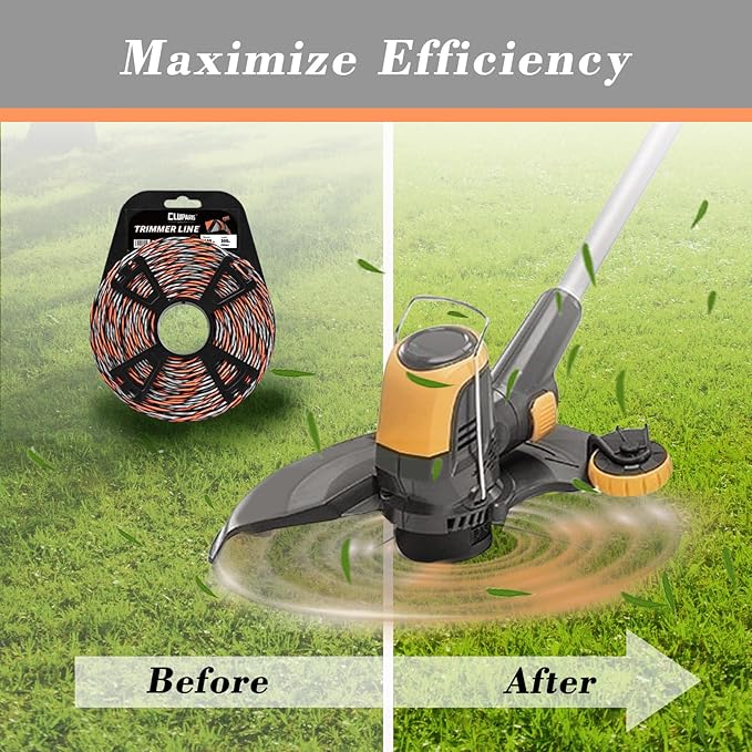 Cluparis 305-Feet Super Heavy Duty Trimmer Line .105-Inch-by-1-Pound Twist Pro Trimmer Line Bulk 3-Component Tri-Extrusion Weed Eater String with Super Line Cutter