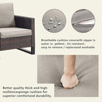 Rilyson Wicker Outdoor Couch Patio Sofa - 3 Seater Rattan Outdoor Patio Couch with Waterproof Wicker,Comfortable Cushions and Sturdy Metal Frame for Outside Porch Deck Backyard(Brown/Grey)