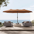 Sophia & William 15 ft Extra Large Patio Umbrella with Base Included, Rectangular Outdoor Umbrella Heavy Duty, Market Umbrella Double-sided Fade Resistant for Pool Garden Backyard, Maillard Tawny