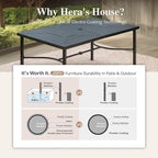 HERA'S HOUSE 7-Piece Patio Dining Set, 6 x Outdoor Rattan Armchair with Removable Soft Cushions and 1 x Rectangular Metal Dining Table, All-Weather Resisitant, Suitable for Lawn, Garden, Backyard