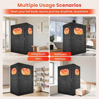 2 Person Sauna, Upgraded Portable Sauna for Home, Extra Large Personal Steam Sauna Box with 2 Steamer, 2 Folding Chair, 71”x 49”x 36”, Full Body Steam Tent at Home Sauna for Relaxation Spa, Black