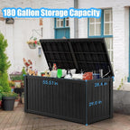 180 Gallon Outdoor Storage Box – Resin Deck Box with Lockable Lid, Waterproof Patio Furniture Storage for Tools, Garden & Yard Organization