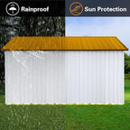 10x12 FT Outdoor Storage Shed,Metal Aluminum Waterproof Tool Sheds with Window,Heavy-Duty Sheds Unit w/Door and Vents,for Storing Bicycles,Lawnmowers,Barbeques,White+Yellow