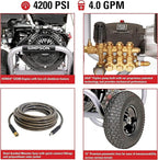 Simpson PS4240 PowerShot Gas Pressure Washer Powered by Honda GX390, 4200 PSI at 4.0 GPM, (49 State) 60456
