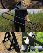 Heavy Duty Garden Broadfork - 46" Steel Long Dual Handle Pitch Fork (Ergonomic Grip for Labor-Saving), 5 Tempered Diamond Tines for Soil Loosening, Weeding, Composting, Aeration & Transplanting
