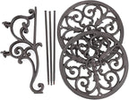 OwnMy Heavy Duty 2 Tiers Cast Iron Plant Stand, Vintage Iron Flower Pot Holder, 2 Layers Tall Decorative Potted Plants Stand Rack, Indoor Outdoor Large Plant Holder for Garden Patio, Retro-Brown