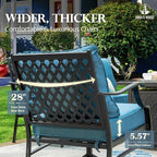 HERA'S HOUSE 5 Piece Patio Furniture Set, 2 x Leg Chair, 2 x Ottoman, 1 x 3-Seat Sofa, All Cushioned 7 Seats Metal Outdoor Conversation Set for Lawn Garden Backyard