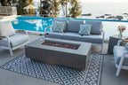 AMS Creations | Madison 60" Rectangular Propane Gas Outdoor Fire Pit Table | Light Gray Concrete GFRC | Smooth Texture or Surface | Electronic Ignition | Outside Backyard Fireplace