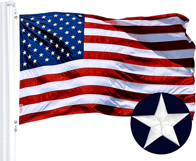 G128 Combo Pack: USA American Flag 3x5 Ft Embroidered Stars & Indiana State Flag 3x5 Ft Embroidered