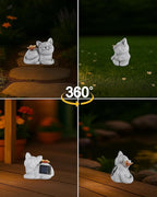 Solar Cat Garden Statue with Butterfly Light – 5-Inch Outdoor Resin Figurine for Yard, Patio, Balcony – Gifts for Women, Garden Decor Accent (Cat)