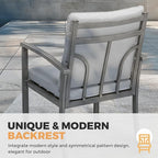 HAPPATIO 9-Piece Patio Outdoor Dining Set - All Aluminum Patio Table and Chairs Set for 8 Includes 1 Rectangular Dining Table and 8 Swivel Dining Chairs with Cushions for Lawn, Garden