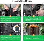 VIVOSUN 220 Gallon Outdoor Compost Bin, Expandable Composter, Easy to Setup & Large Capacity for Backyard, Lawn (Black with Gloves)