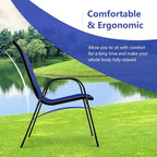 Tangkula 4 Pieces Patio Dining Chairs, Outdoor Stackable All Weather Heavy Duty Dining Chairs Set with Armrests, Support 330 LBS, for Poolside, Backyard, Garden, Deck, Front Porch (Navy)