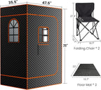 NAIZEA 2 Person Sauna Box, Portable Steam Sauna, Portable Saunas for Home Spa with 3L 1200W Steamer, Remote Control, 2 Folding Chair,1 or 2 Person Full Body Saunas Tent for Relaxation, 3.9'x2.9'x5.9'