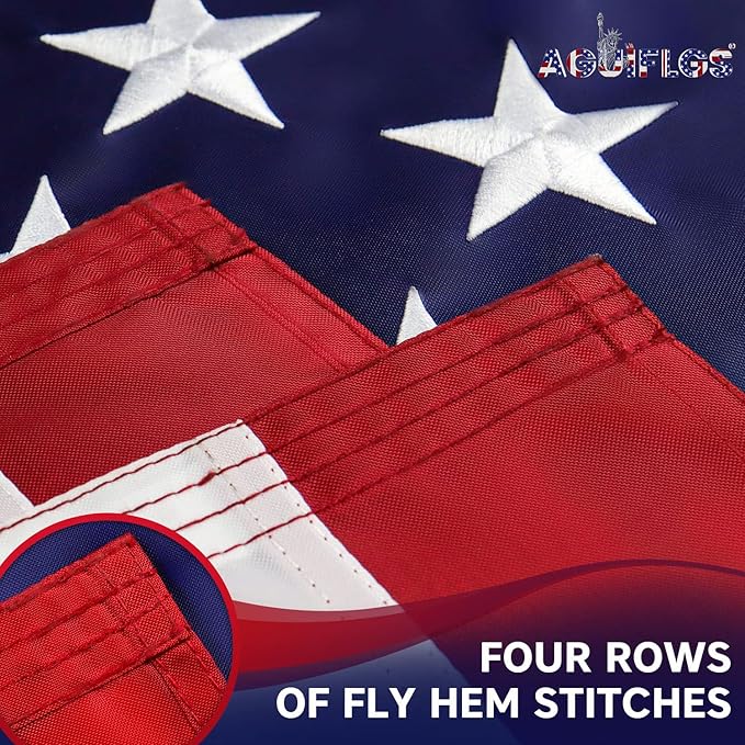 American Flag 4x6 Ft for Outside, Heavy Duty Nylon US Flag for High Wind, Durable Embroidered Stars, Sewn Stripes, Brass Grommets, Fade Resistant Waterproof USA Flags