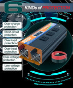3000w Power Inverter, 12v DC to 120v AC Inverter with LCD Display, 3 Ac Sockets and USB-C & Qc 3.0 Port for Camping Emergency Vehicles Truck Rv Solar System
