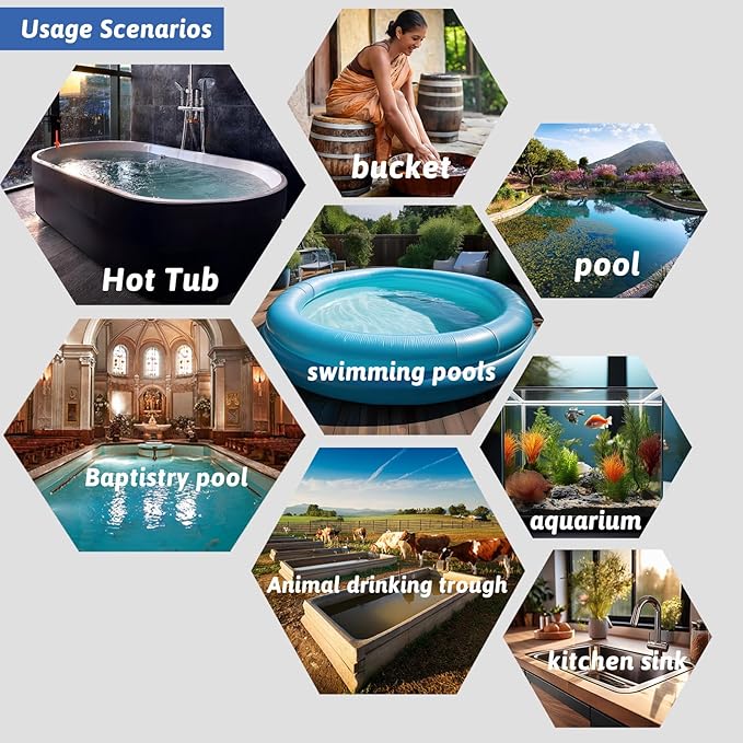 3000W 240V Immersion Water Heater Portable Electric Hot Tub & Pool Submersible Water Heater with Temp Control, WiFi Timer for Bathtub, Spa, Inflatable Pool, above ground pool & baptismal pool