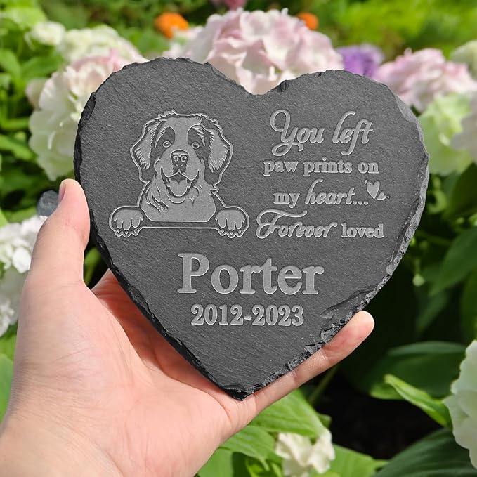 Saint Bernard Memorial Stone, Saint Bernard Statue, Saint Bernard Memorial Plaque, Saint Bernard Memorial Gifts, Saint Bernard Loss Sympathy Gift, in Memory of Saint Bernard