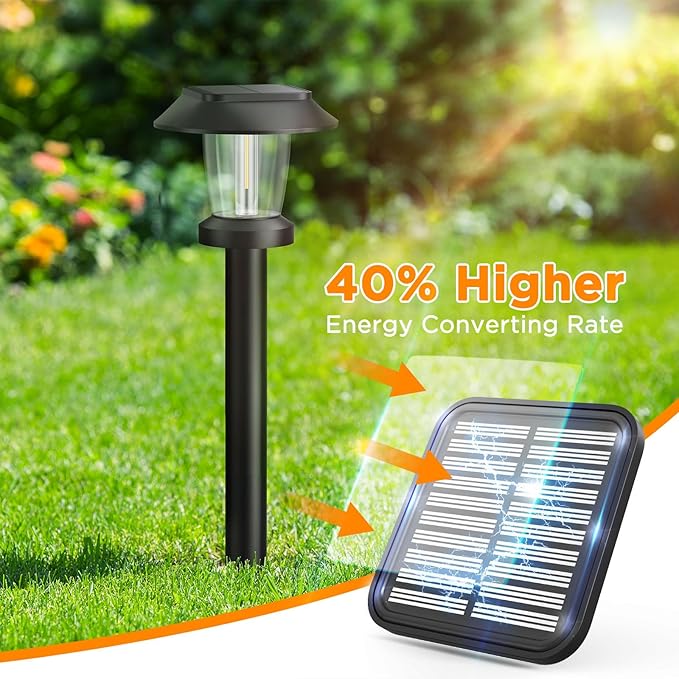 ALEPOD Solar Pathway Lights Outdoor - 8 Pack Solar Powered Garden Lights Waterproof, Decor Landscape Lighting with Three Lighting Modes for Yard, Lawn, Walkway, Driveway, Warm White