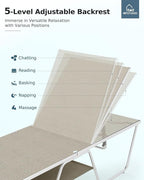 MFSTUDIO Outdoor Chaise Lounge Chairs of 2, Reclining Lounger Chairs with 5 Adjustable Positions, Pool Beach Lounge Chairs, Textilene, Outdoor Lounger Seating Furniture