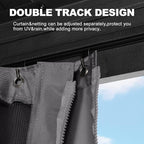 ABCCANOPY Hardtop Gazebo 12x20 - Outdoor Metal Hard Top Gazebo, Permanent Galvanized Steel Aluminum Framed Pavilion with Netting and Curtain for Patio Backyard Lawn Garden (Double Roof, Gray)