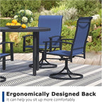 Patio Swivel Chairs Set of 6, Outdoor Swivel Chairs with Armrest, High Back Patio Chair with Metal Frame, All-Weather Outdoor Dining Chair for Deck, Porch and Lawn, Blue