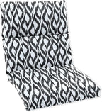 BrylaneHome Universal Chair Cushion - 45.75”L x 22”W x 2.75”H - Patio & Outdoor - Water, Stain & Fade Resistant - Black Ikat