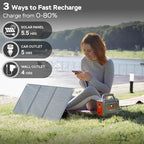 MARBERO Portable Power Station 350W Peak Camping Solar Generator Laptop Charger 296Wh Power Bank with AC Outlet 110V with Multi-Output LED Flashlights for CPAP Home Camping Hurricane Emergency