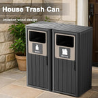 ROJIK 35" Tall Outdoor Trash Can,Weatherproof Resin Garbage Indoor Durable Lightweight,Suitable for Patio Office Kitchen,Easy to Clean,Assemble(Waste&Recycle, Black)