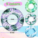 Pool Float for Swimming Pool, Inflatable Swim Tube Floaties for Teens Adults Tropical Leaf Printed Swim Ring Pool Party Decoration