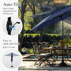 Sophia & William Metal Outdoor Patio Dining Set 6 PCS with 10ft 3 Tier Auto-tilt Umbrella(Navy Blue), 4 x Metal Outdoor Chairs, 1 x Square 37"x 37" Dining Table and 1 Patio Umbrella