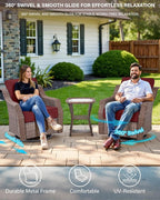 Belord 7 Piece Patio Furniture Set - High Back Swivel Rocker Glider Outdoor Chairs with 3-Seat Sofa and Ottoman, All-Weather Removable 6" Red Cushion for Patio Conversation and Family Reunion
