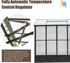 Domi 8x10FT Greenhouse, Polycarbonate Green House with Fully Auto Temperature Control Vent, Outdoor Full Aluminum Heavy Duty Greenhouse with Extra 8FT Walk-in Height for Garden Backyard, Dark Grey
