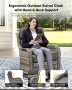 HUMMUH Wicker Patio Furniture Set 6 Inch Thick Cushion Outdoor Swivel Rocker Patio Chairs with Deep Seat Sofa 6PCS Outdoor Furniture Set for Porch Garden Deck