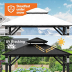 Modern Shade Hardtop Gazebo 10' x 10', Permanent Metal Gazebo with 4 LED Lights, Outdoor Pavilion with Galvanized Steel Roof & Frame Patio Pavilion for Backyard, Deck, Garden, Lawn