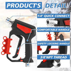 RIDGE WASHER Pressure Washer Gun 5000 PSI with Nozzle Bracket, 12 GPM, Power Washer Trigger Gun with 1/4" Quick Connector, 360° Swivel 3/8'' NPT Thread, M22-14 mm and M22-15 mm Fitting