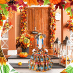 Fall Thanksgiving Goose Outfit Sunflower Porch Goose Costume with Hat Necklace for 23 Autumn Patio Yard Lawn Decor(Multicolor Sunflower)