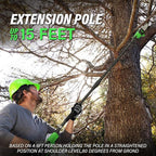 SOYUS Pole Saw 8-Inch Cordless, 15-Foot Max Reach Electric Pole Saw for Tree Trimming, 16ft/s Speed, Auto Oiling, Multi-Angle Pole Chainsaw with 2.0Ah Battery & Charger